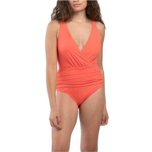 Jantzen Temple Peach Tummy Control One Piece Swimsuit Size 14 NWT